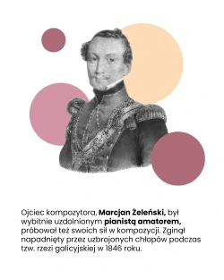 Ojciec kompozytora, Marcjan Żeleński, był wybitnie uzdolnionym pianistą amatorem, próbował też swoich sił w kompozycji. Zginął napadnięty przez uzbrojonych chłopów podczas tzw. rzezi galicyjskiej w 1846 roku.